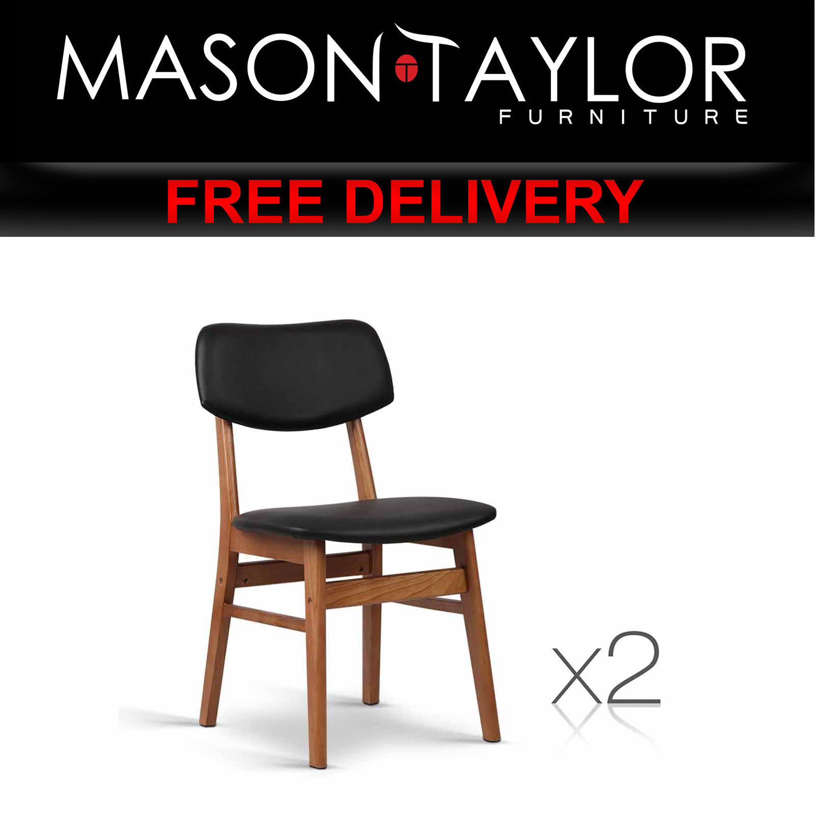 Mt Set Of 2 Wood Pvc Dining Chair Black Bent C 8009 Bkx2 Au Ebay